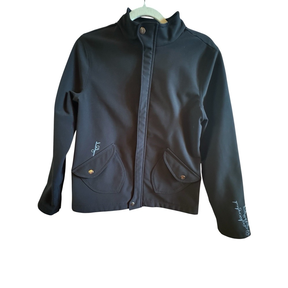 Title Nine Black Softshell Jacket Women's Small Fleece Lined Floral Arm Detail